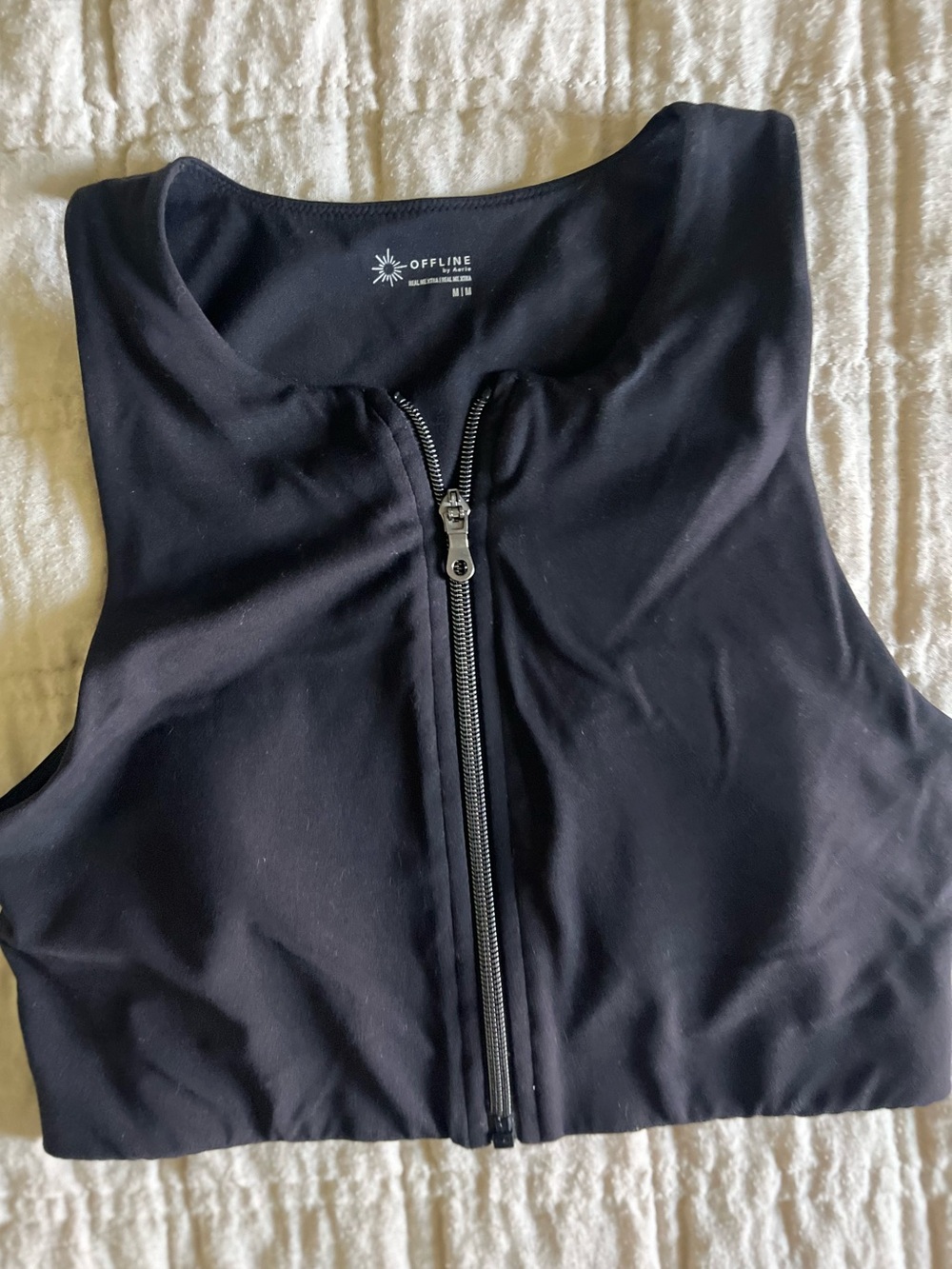 aerie Black Zip-Front Sports Bra